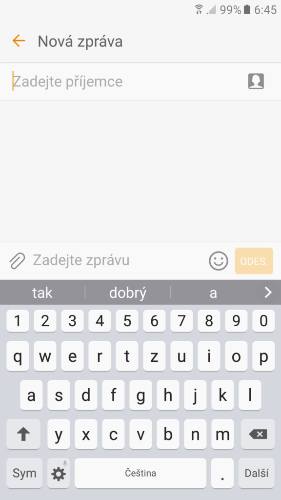 Samsung Galaxy S7 klávesnice