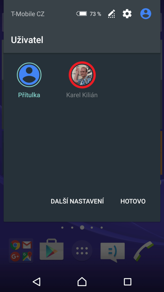 Přepínání mezi účty