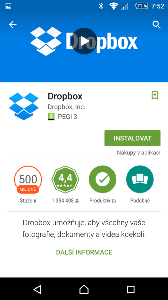 Aplikace je nutné znovu instalovat