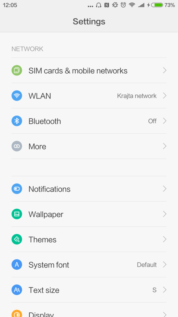 Xiaomi Mi5 systém nastavení