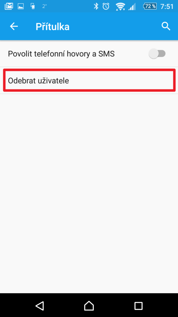 Odebrání účtu uživatele