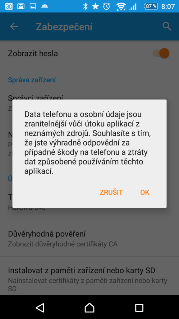 Přístup k oznámením