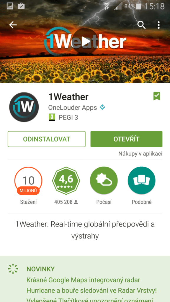 Aplikace 1Weather 1