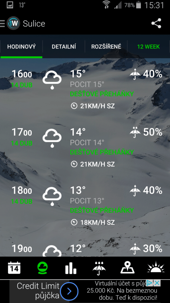 Aplikace 1Weather 11