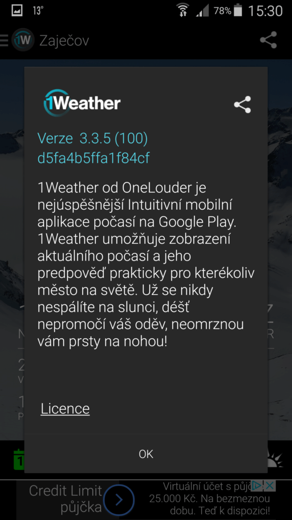 Aplikace 1Weather 2