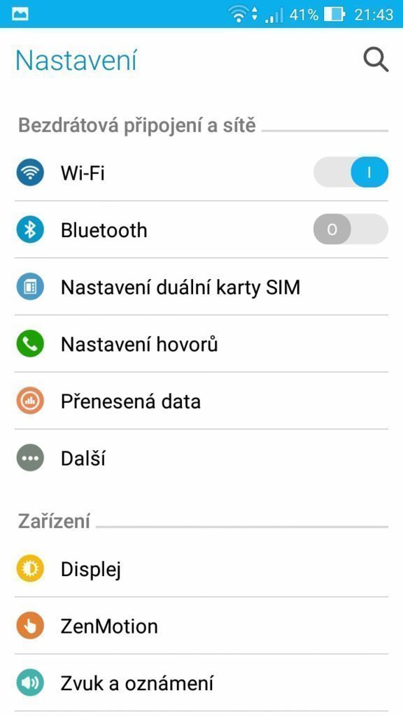 Asus Zenfone Max nastavení