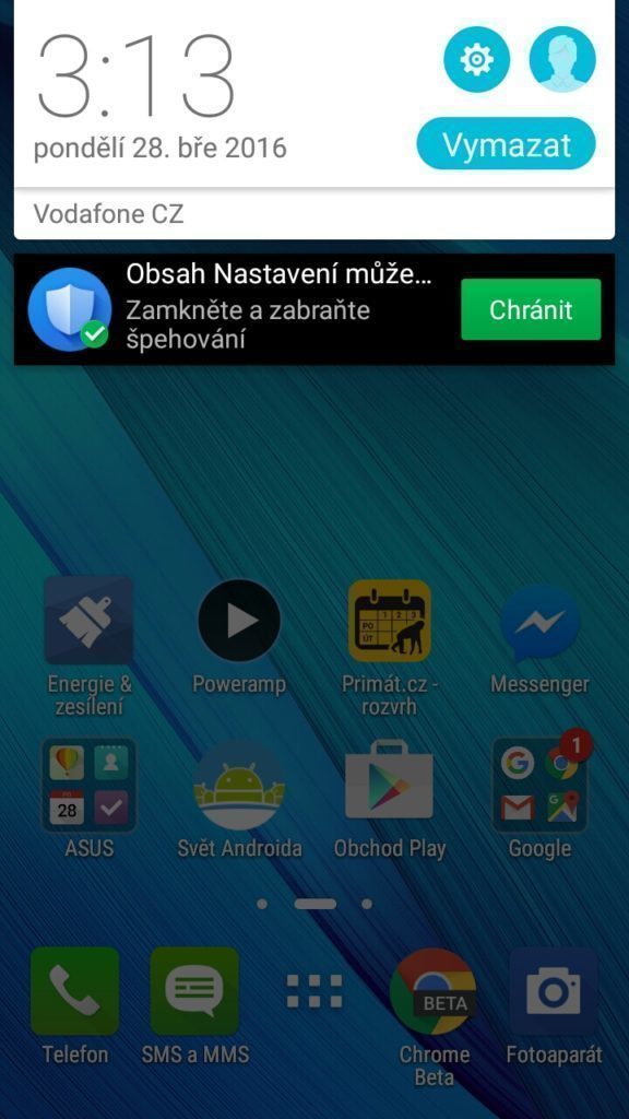 Asus Zenfone Max notifikace