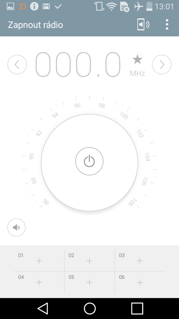 LG G Flex 2 prostředí systému FM rádio