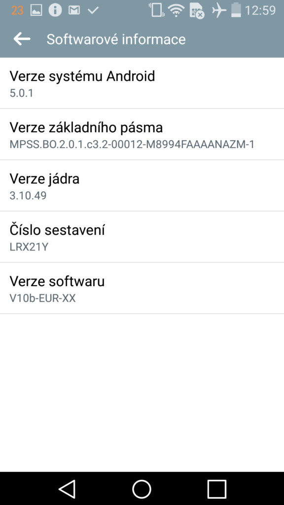 LG G Flex 2 systém Android verze 2