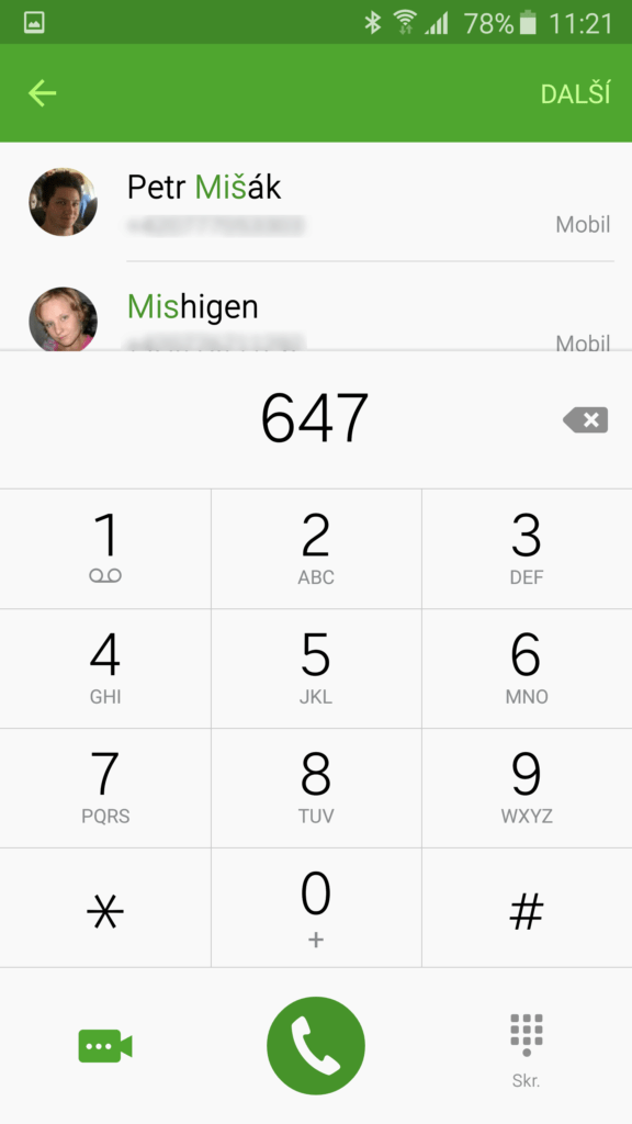 Samsun Galaxy S6 Edge Dialer a kontakty 1