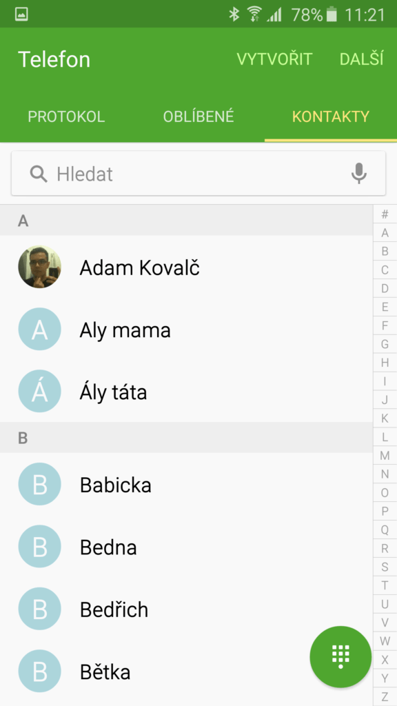 Samsun Galaxy S6 Edge Dialer a kontakty 2