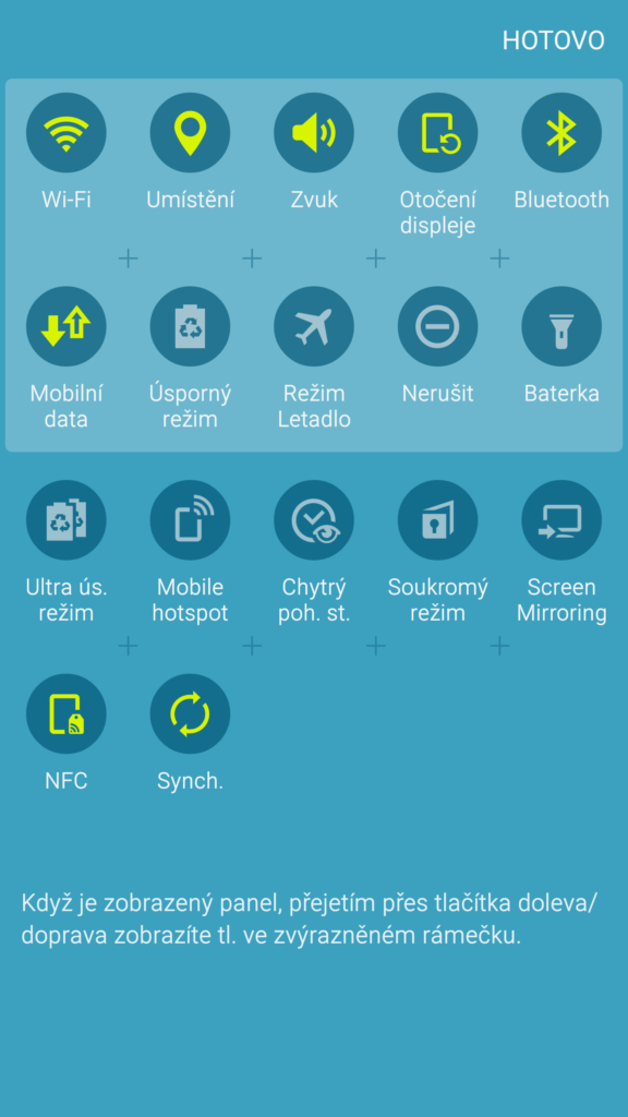 Samsun Galaxy S6 Edge notifikační lišta 2