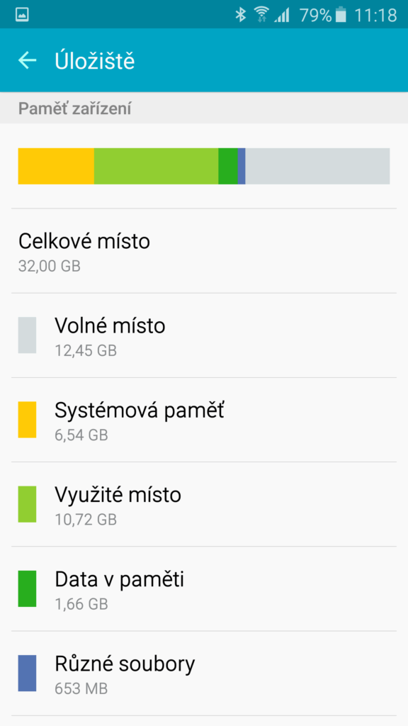 Samsun Galaxy S6 Edge využití úložiště 1