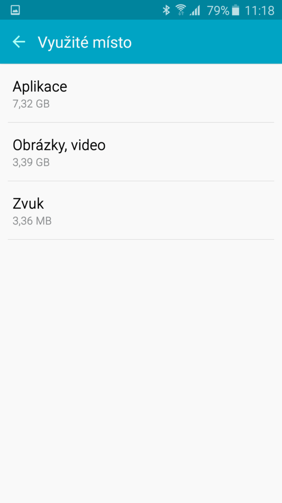 Samsun Galaxy S6 Edge využití úložiště 2