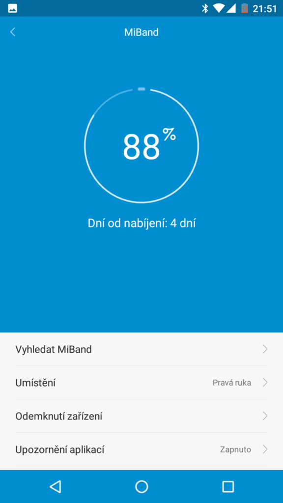Xiaomi MiBand 1S baterie po 4 dnech