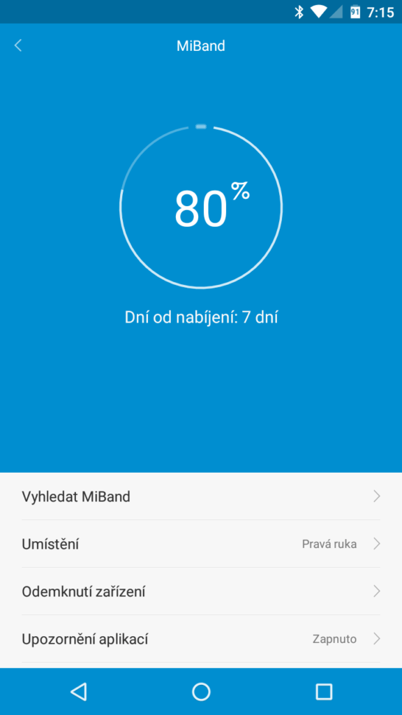 Xiaomi MiBand 1S baterie po 7 dnech