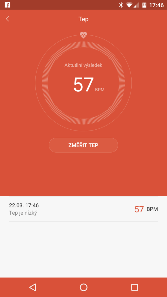 Xiaomi MiBand 1S první měření tepu