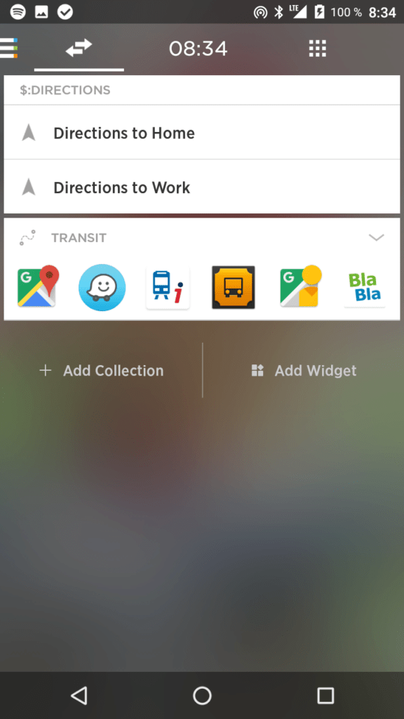 Yahoo Aviate Launcher levá karta tranzit