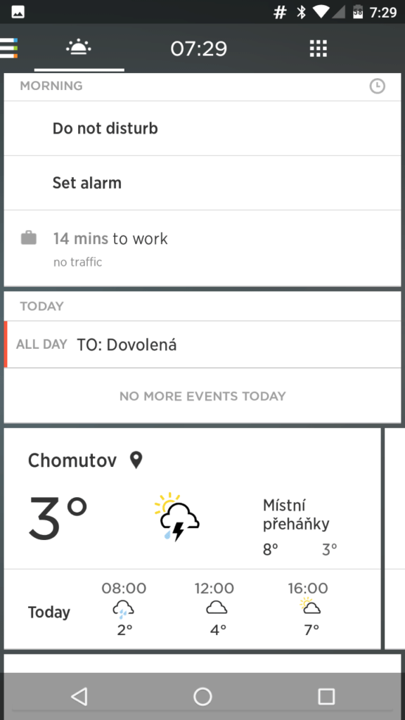Yahoo Aviate Launcher levá obrazovka