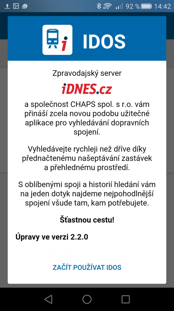 aplikace IDOS 2