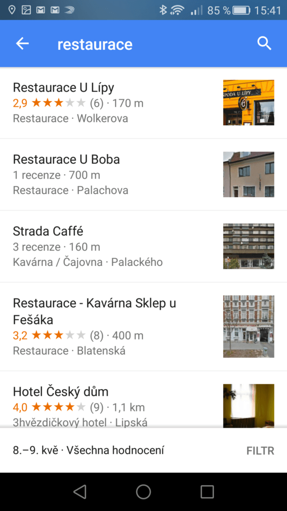 aplikace Mapy Google 1