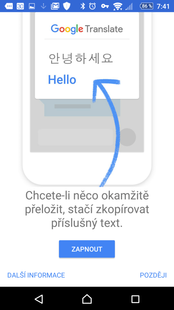 Funkce Překlad klepnutím