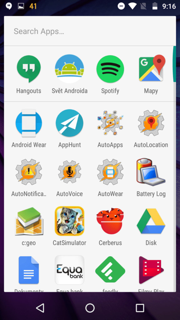 Lenovo Moto G 2015 systém Android menu aplikací