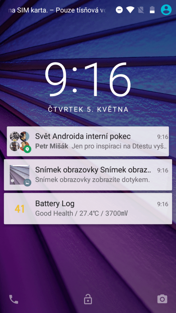 Lenovo Moto G 2015 systém Android zamykací obrazovka