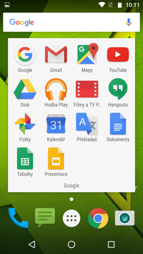 Moto X Play složka domovské obazovky