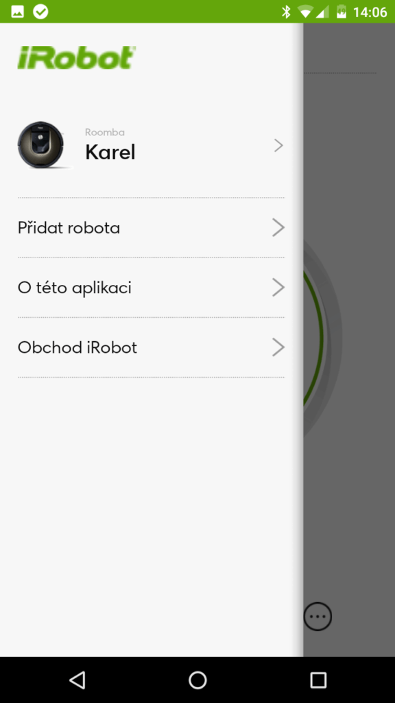 iRobot Home levé menu