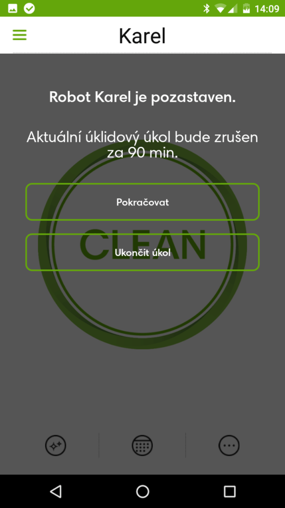 iRobot Home přerušení úklidu