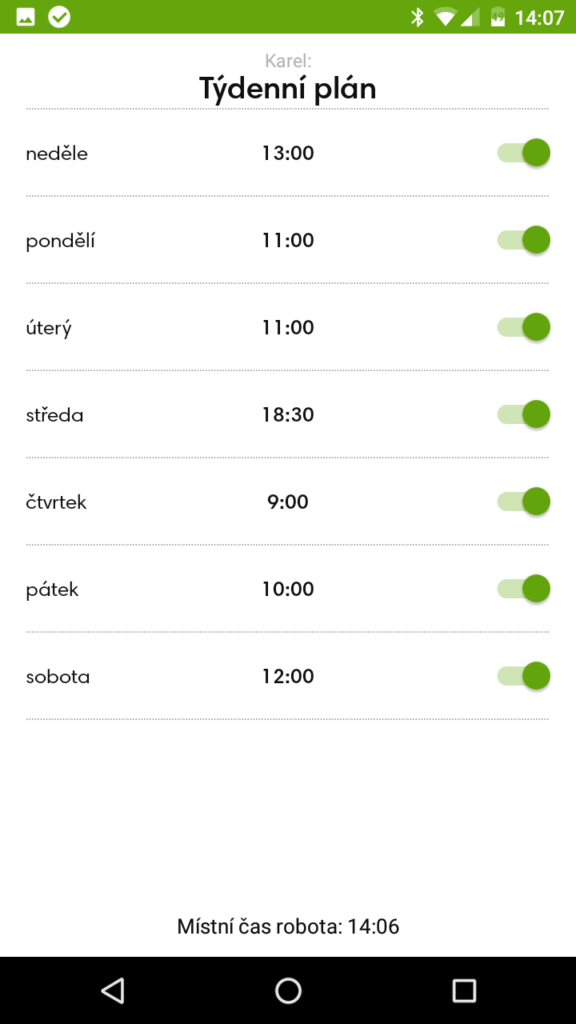 iRobot Home týdenní plán