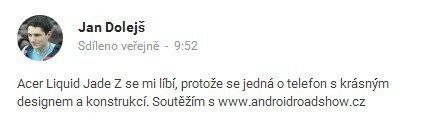 Nějak takto může vypadat soutěžní příspěvek. Nezapomeňte, že musí být veřejný.