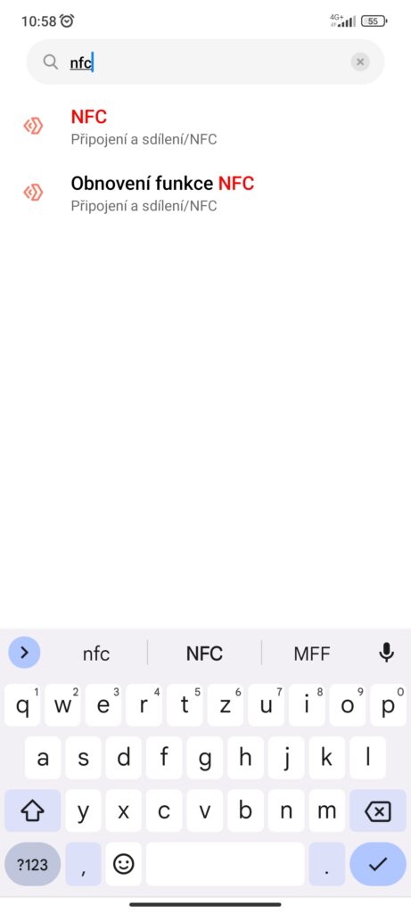 vyhledávání nfc