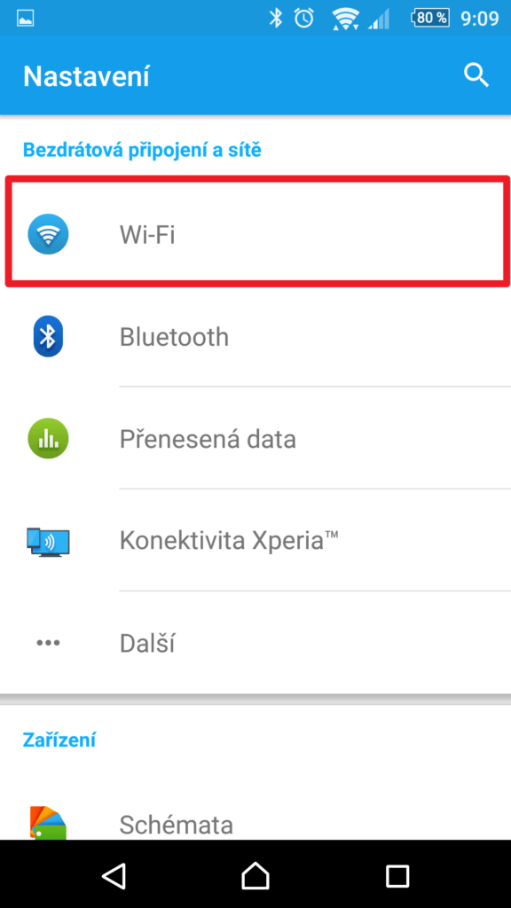 Nastavení Wi-Fi
