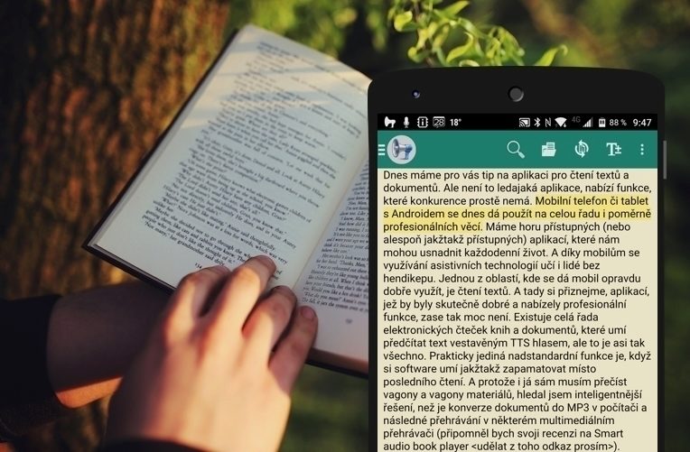 APLIKACE voice reader čtení na androidu