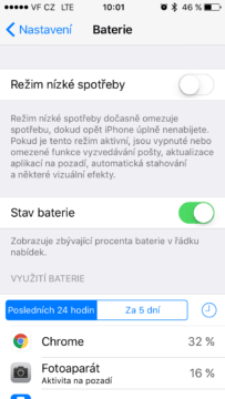 Apple iPhone SE iOS 9 baterie 1
