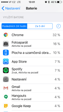Apple iPhone SE iOS 9 baterie 2