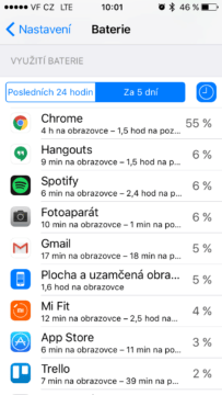 Apple iPhone SE iOS 9 baterie 3