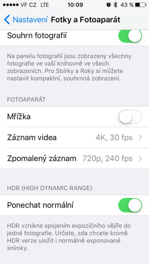 Apple iPhone SE iOS 9 fotoaparát aplikace 2