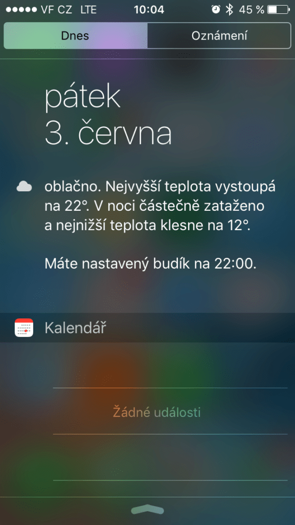 Apple iPhone SE iOS 9 notifikační lišta 3