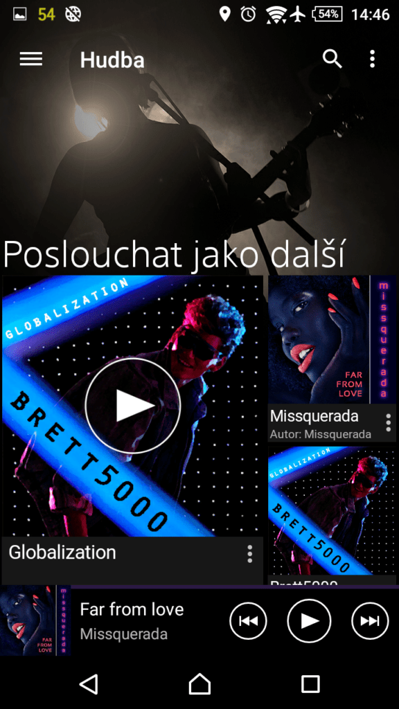Sony Xperia M4 Aqua hudba přehrávač