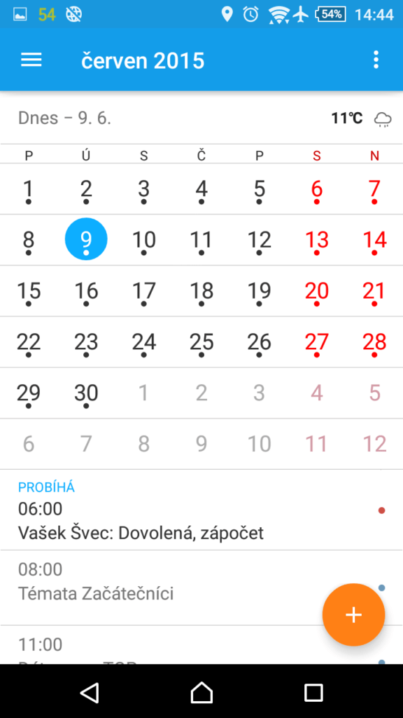 Sony Xperia M4 Aqua kalendář
