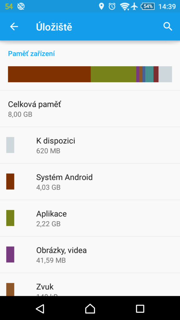 Sony Xperia M4 Aqua obsazení úložiště