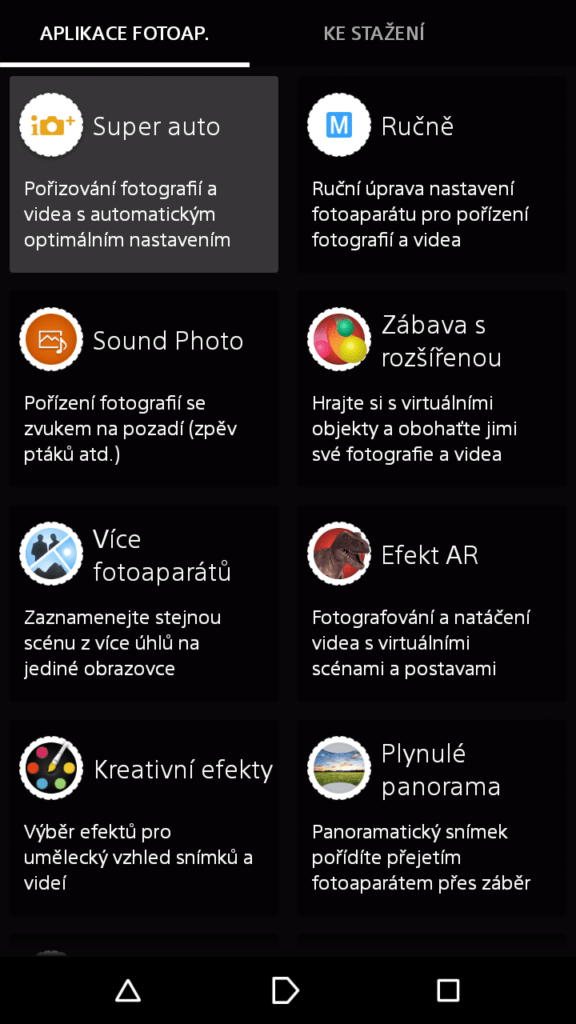 Sony Xperia M4 Aqua prostředí fotoaparátu 2