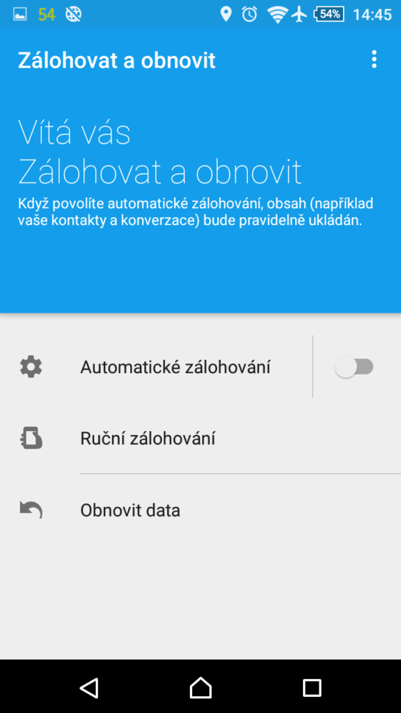 Sony Xperia M4 Aqua zálohování