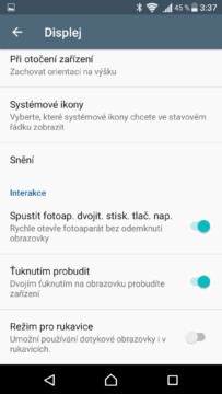 Sony Xperia X nastavení displeje 2 1
