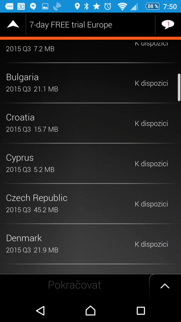 Mapy Česka: jen 45 MB