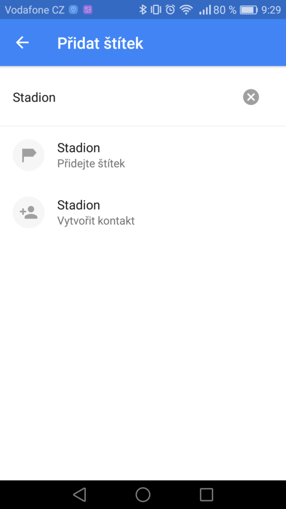 Google Mapy trik štítky 2