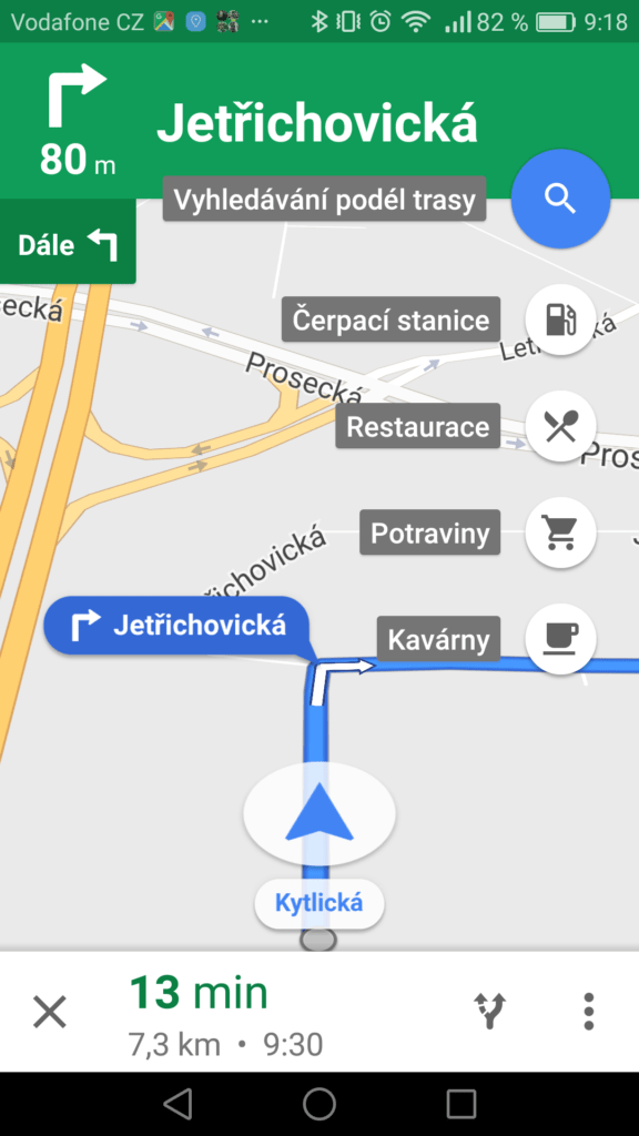 Google Mapy trik vyhledávaní okolo trasy 1